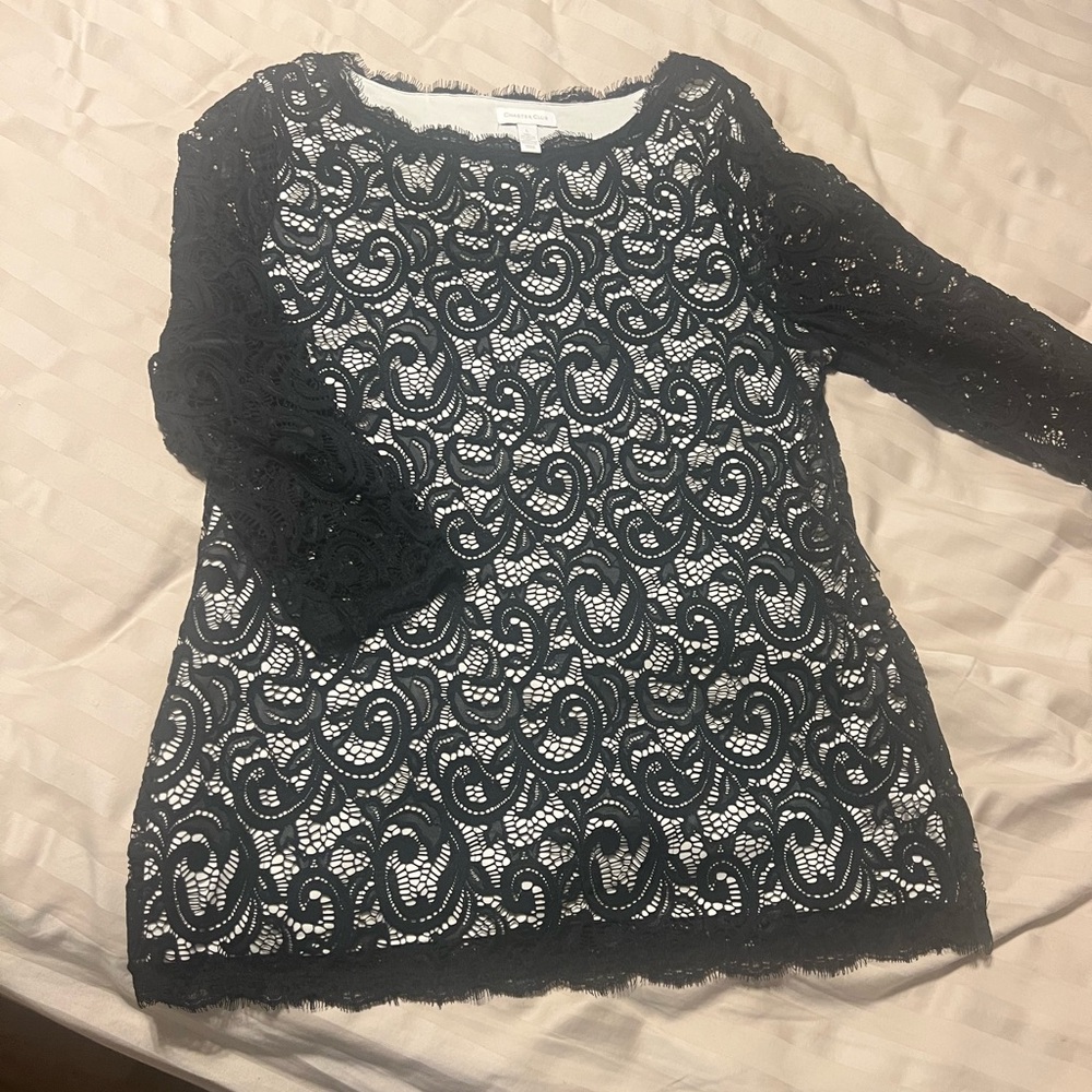 Charter Club Black Lace Blouse